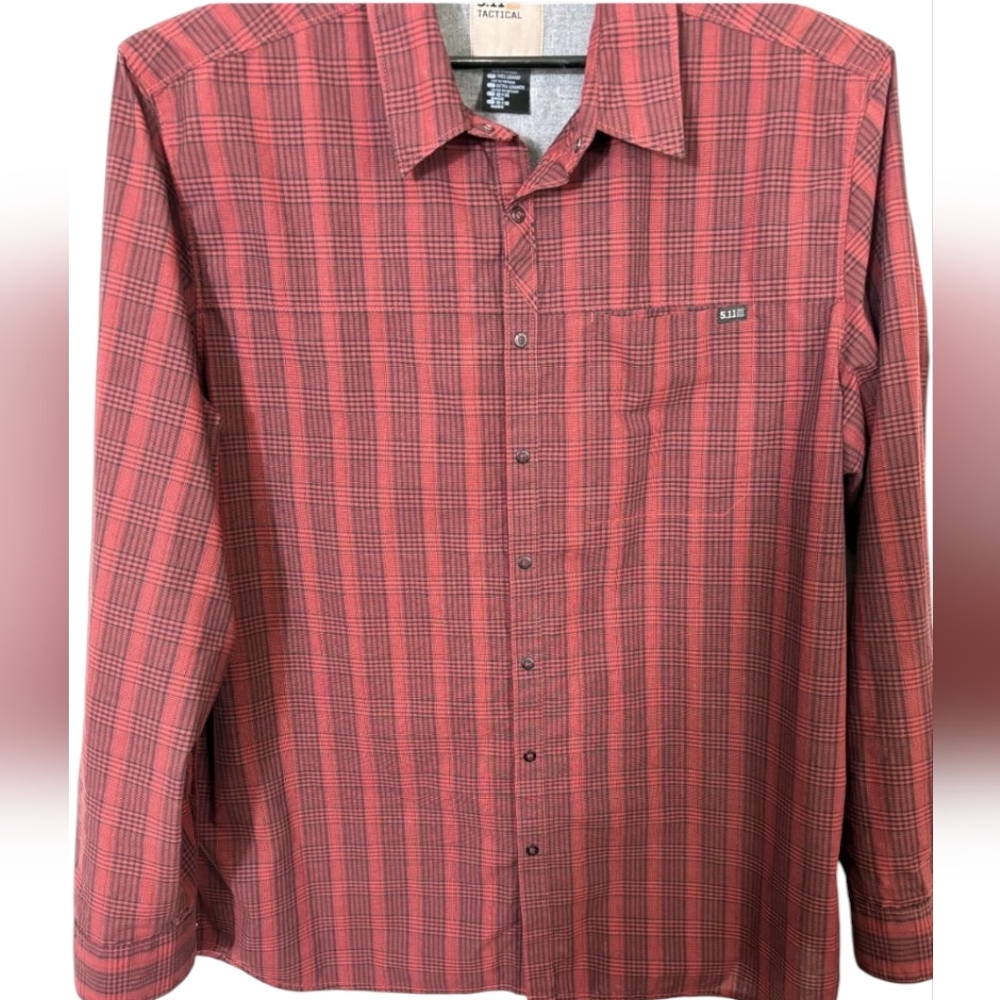 5.11 Tactical Red and Black Plaid Button Down Shirt